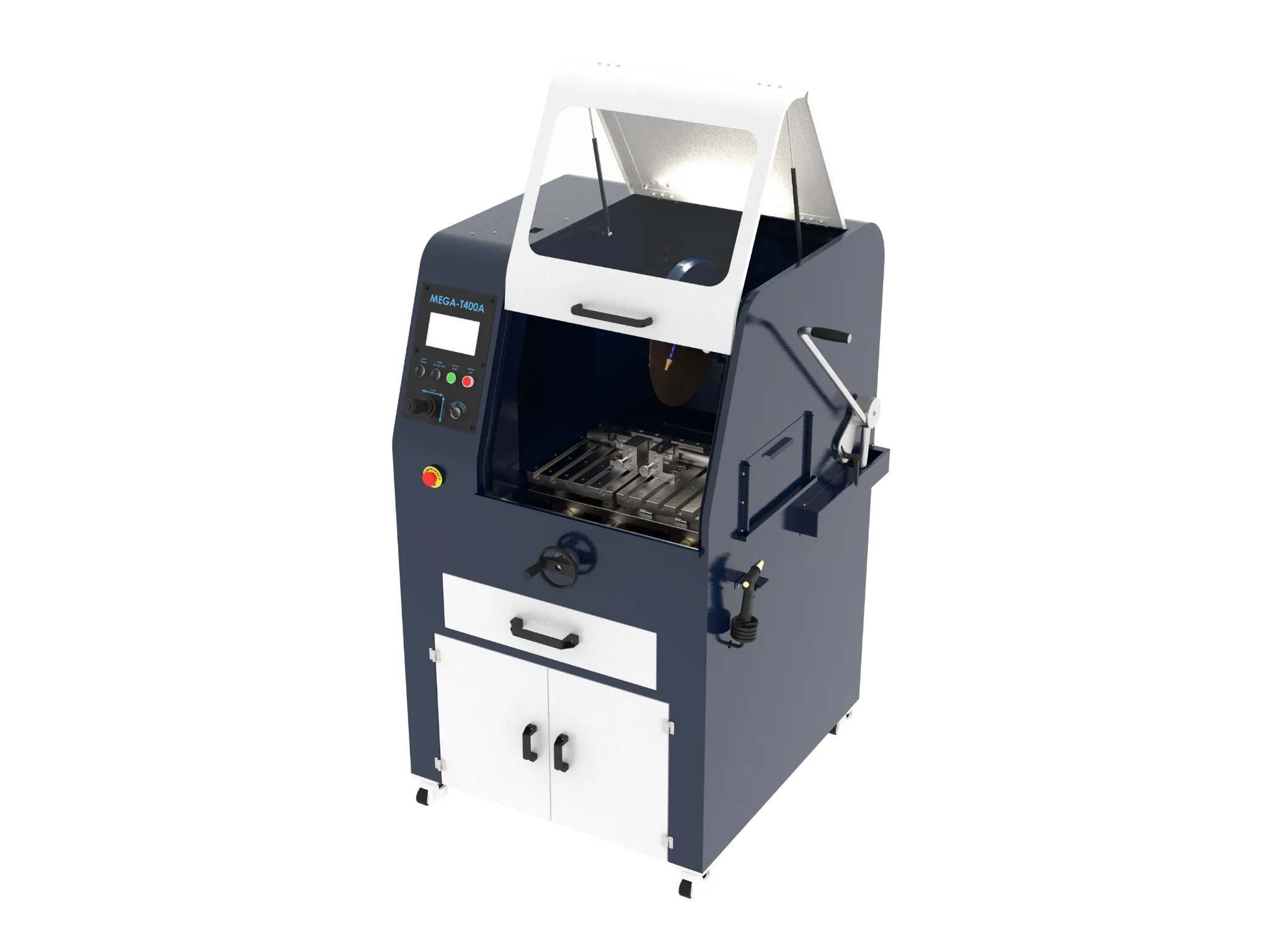 Image of the MEGA-T400A with the hood open